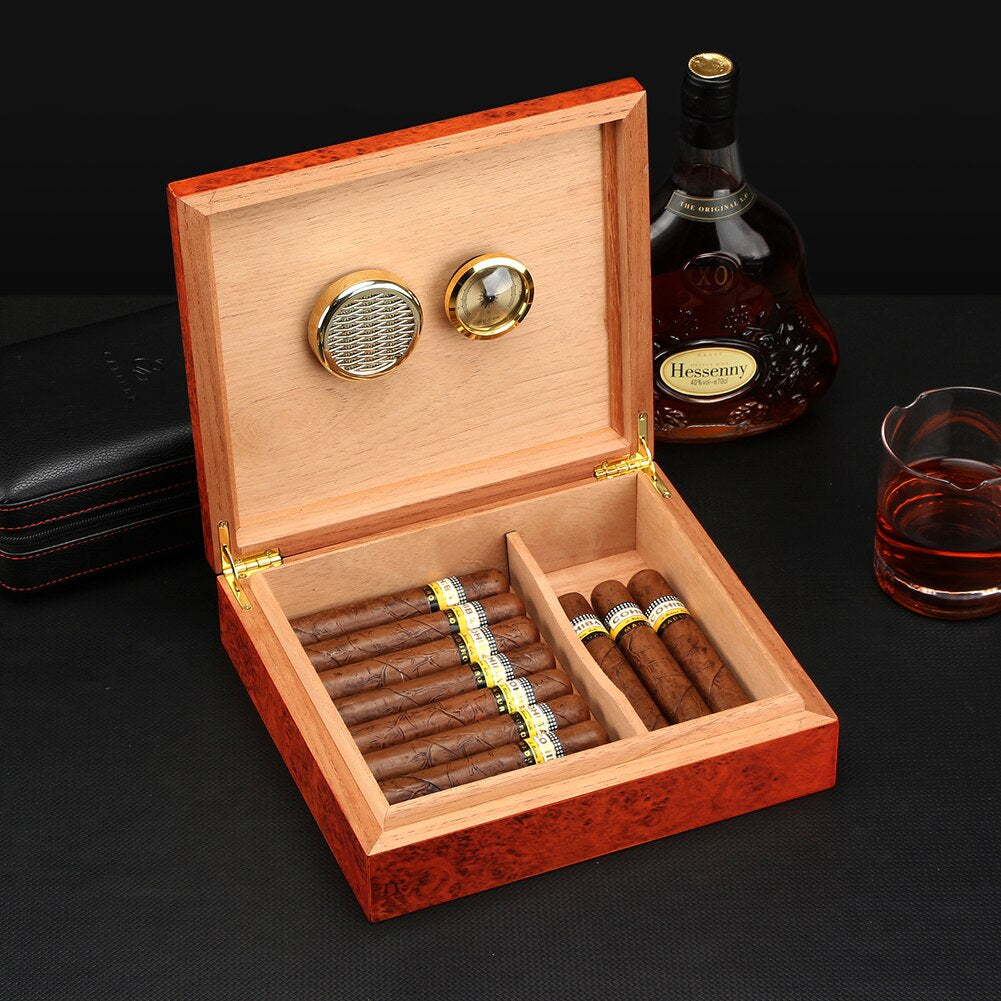 Charuto Cedar Wood Travel Humidor Puro Box Cigar Case W/ Hygrometer Humidifier Cigar Humidor Box for Cigars