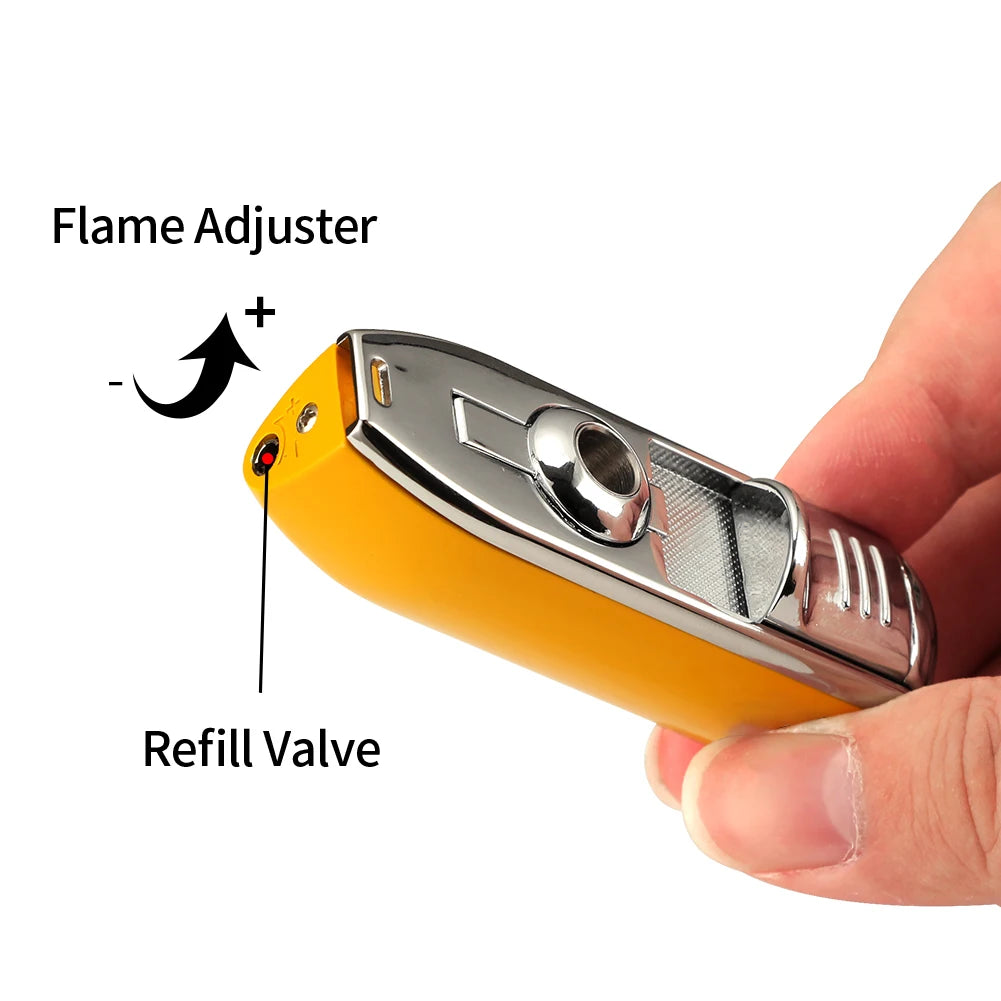 Luxury Cigar Lighter 3 Jet Flame Gas Torch Charuto Lighter Cutter Smoking Cigar Accessories W/ Puro Punch No Gift Box