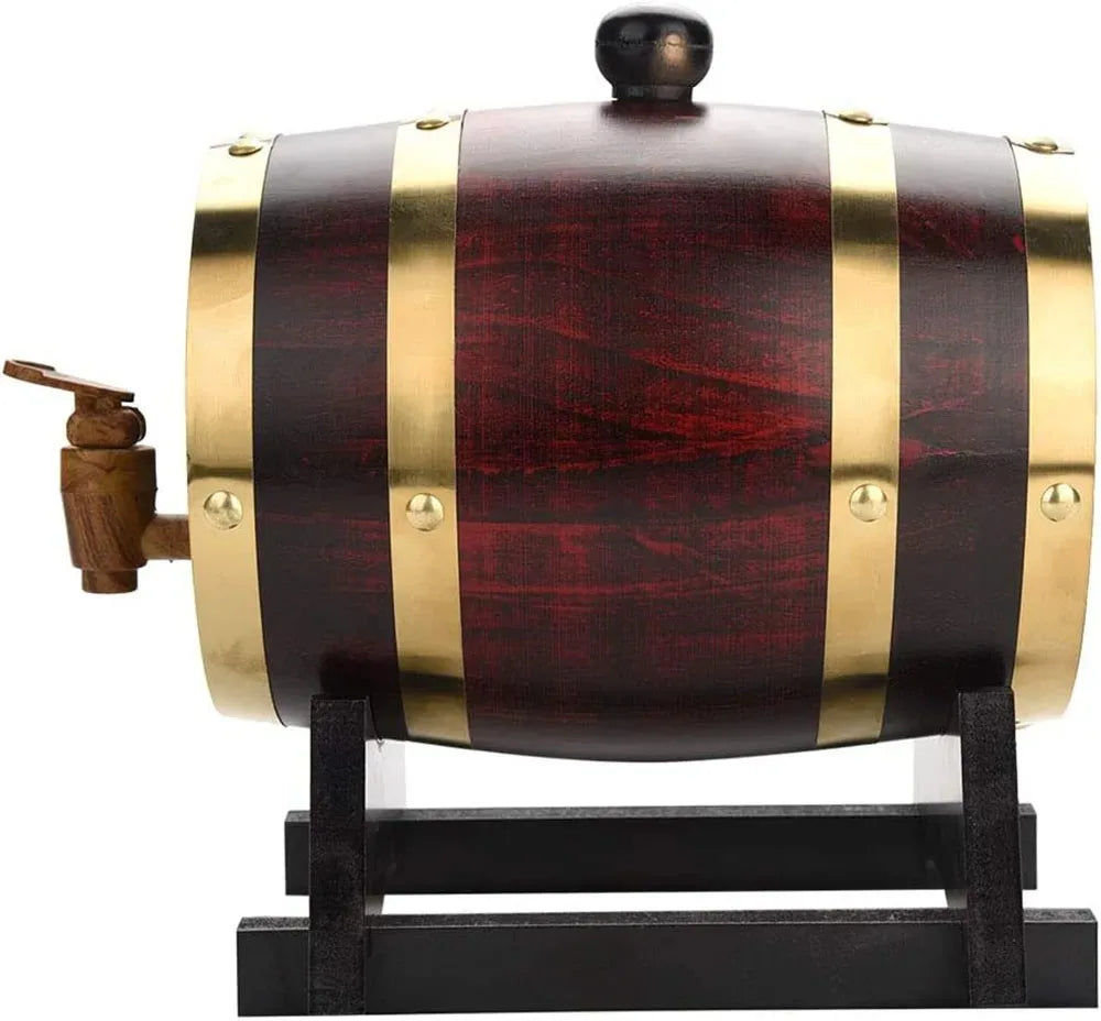 3L Wood Barrel Vintage Oak Beer Brewing Tools Tap Dispenser for Rum Pot Whisky Wine Bar Tools Home Whiskey Barrel Decanter