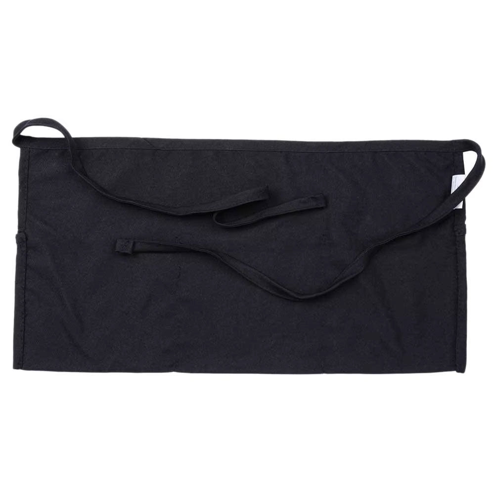 Black Half-Length Apron with Pockets Women Waitress Antifouling Work Coffee Tea Shop Cafe Cooking Kitchen Men Short Waist Aprons