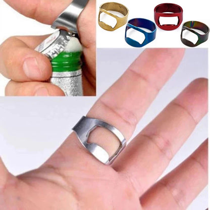 Stainless Steel Finger Corkscrew Beer Bottle Opener Tool Versatile Ring-Shape Beer Bottle Opener Bartender Tool