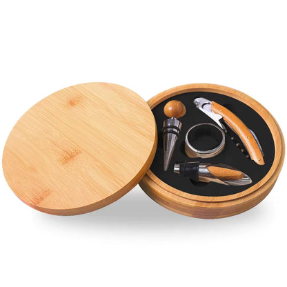 Wine Opener Set, Wine Accessories Wine Opener Kit Gift Set with Wood Case, 4-Piece Set of Wine Accessories with Wooden Box