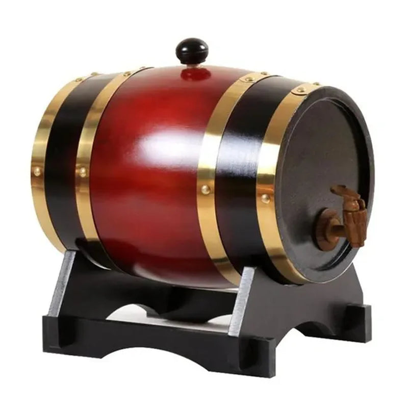 3L Wood Barrel Vintage Oak Beer Brewing Tools Tap Dispenser for Rum Pot Whisky Wine Bar Tools Home Whiskey Barrel Decanter