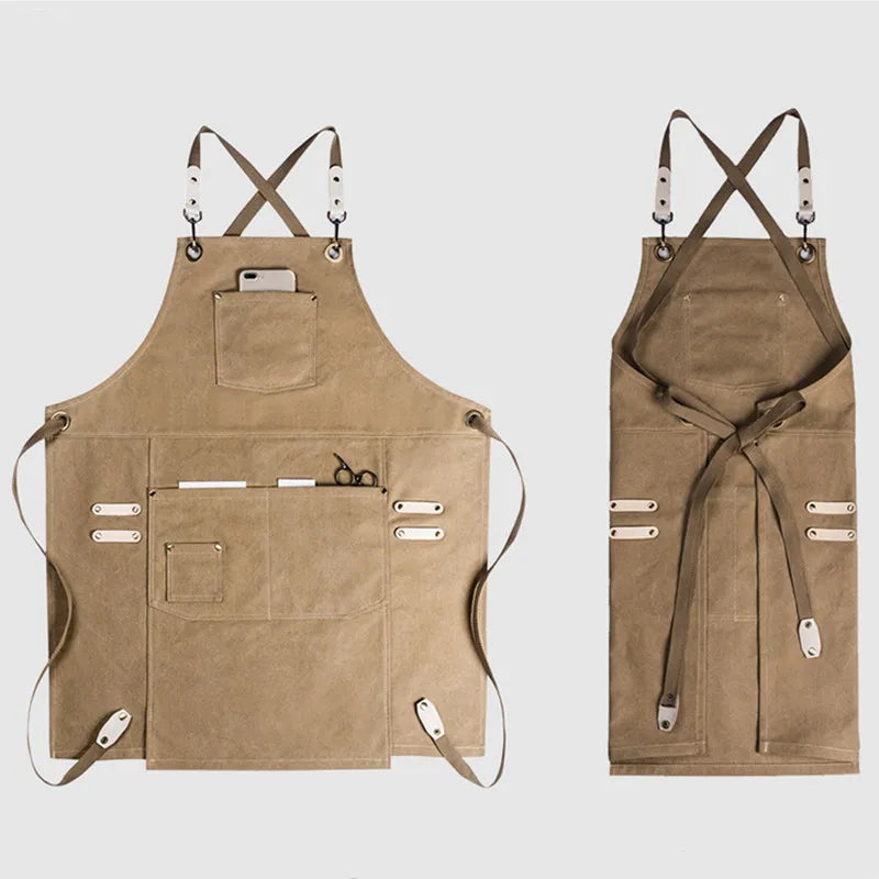 Black Gray Denim Pink Brown Canvas Apron Cafe Barista Bartender Restaurant Pastry Chef Uniform Florist Hairdresser Workwear E70