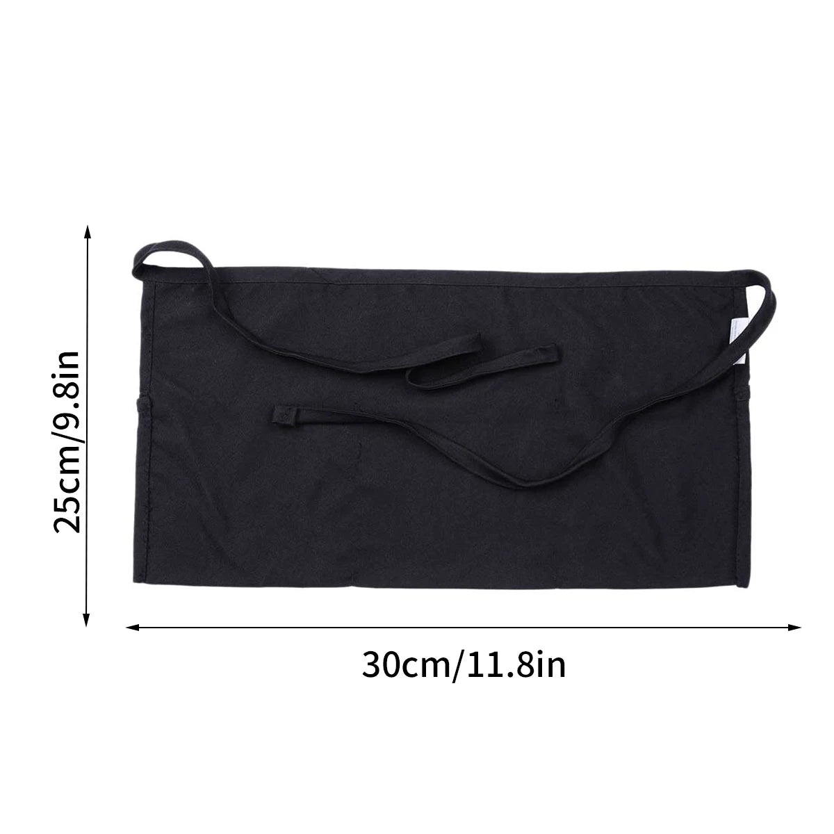 Black Half-Length Apron with Pockets Women Waitress Antifouling Work Coffee Tea Shop Cafe Cooking Kitchen Men Short Waist Aprons