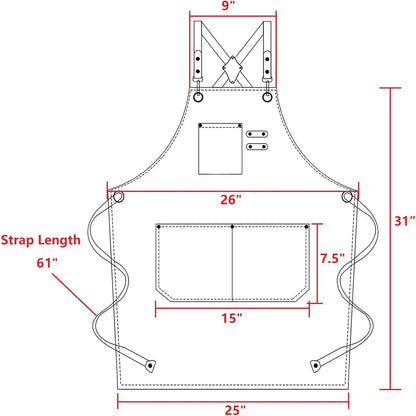 Chef Aprons for Men Women with Large Pockets, Cotton Canvas Cross Back Heavy Duty Adjustable Work Apron Apron