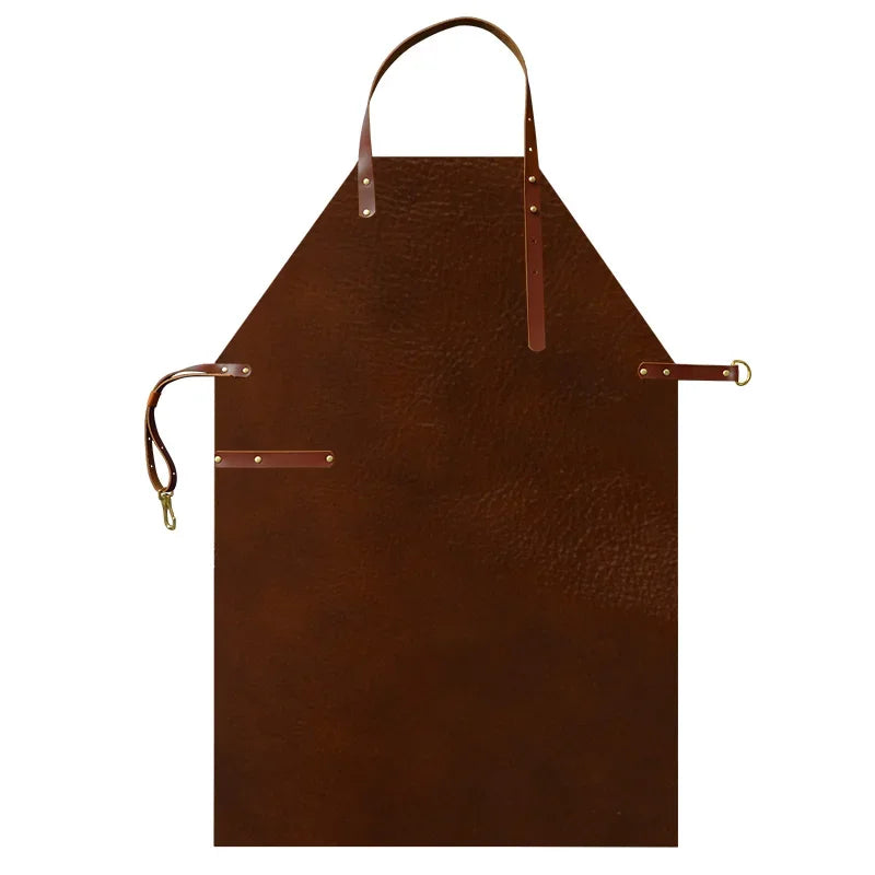 Genuine Leather Apron Top Layer Cow Leather Handmade American Water Oil Proof Fashion Kitchen Bartender Barista Craftsman Apron