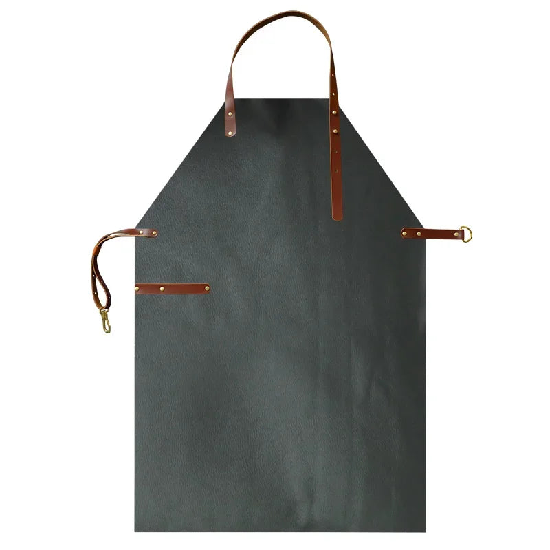 Genuine Leather Apron Top Layer Cow Leather Handmade American Water Oil Proof Fashion Kitchen Bartender Barista Craftsman Apron