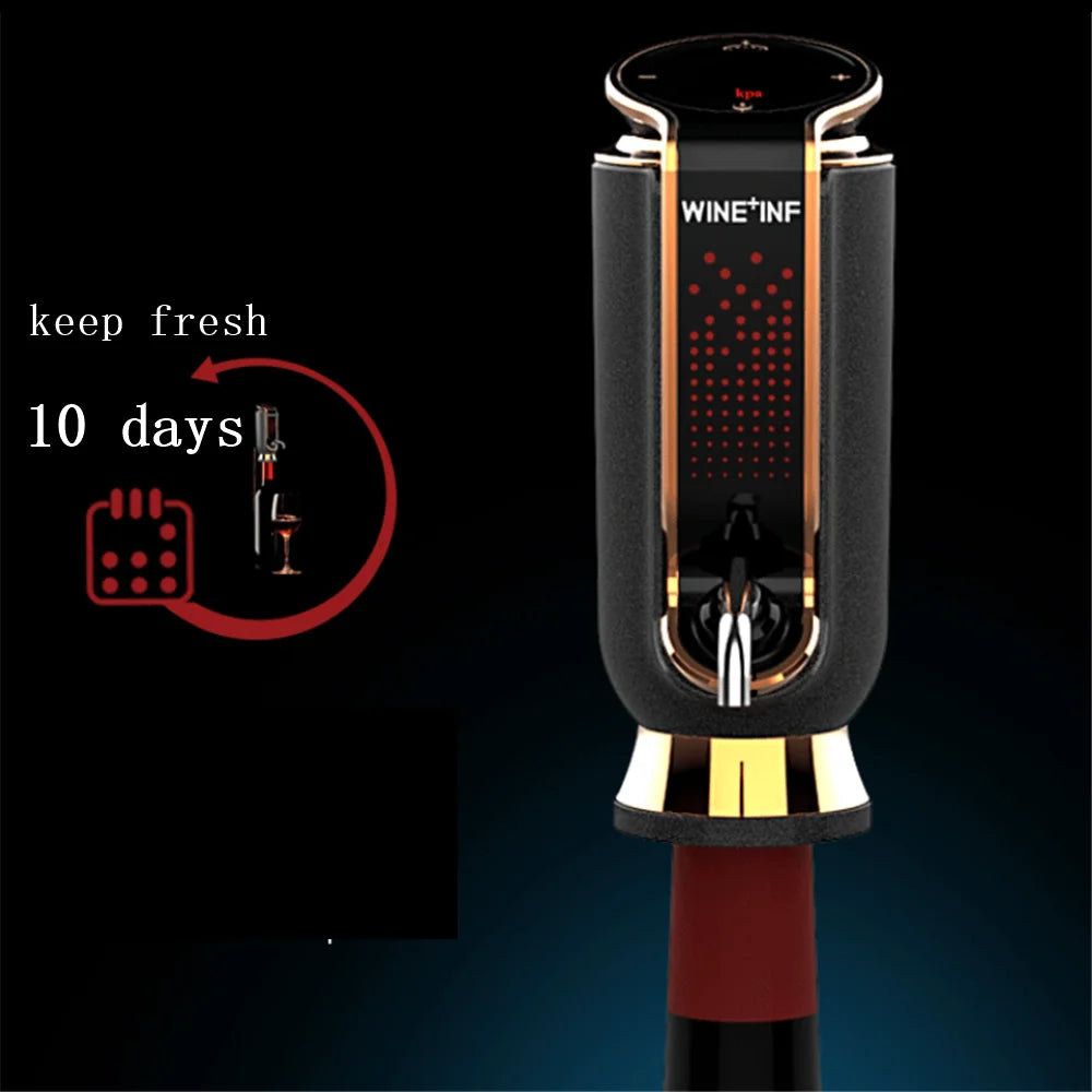 Eelectric Wine Decanter Vacuum Saver 10 Days Preservation Smart Auto Wine Stopper Electronic Wine Dispenser Bar Accessories