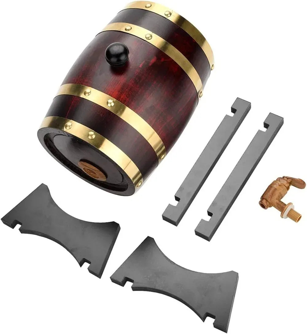 3L Wood Barrel Vintage Oak Beer Brewing Tools Tap Dispenser for Rum Pot Whisky Wine Bar Tools Home Whiskey Barrel Decanter