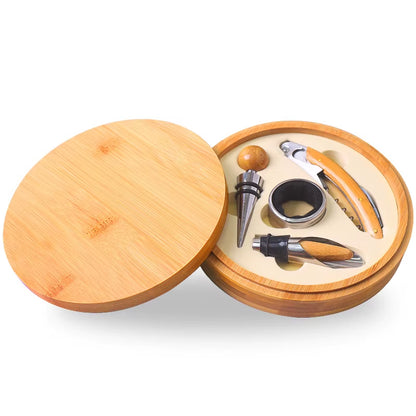 Wine Opener Set, Wine Accessories Wine Opener Kit Gift Set with Wood Case, 4-Piece Set of Wine Accessories with Wooden Box