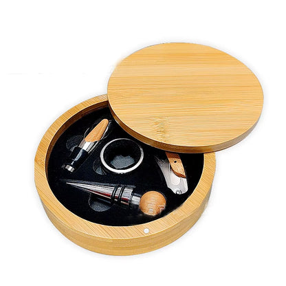 Wine Opener Set, Wine Accessories Wine Opener Kit Gift Set with Wood Case, 4-Piece Set of Wine Accessories with Wooden Box