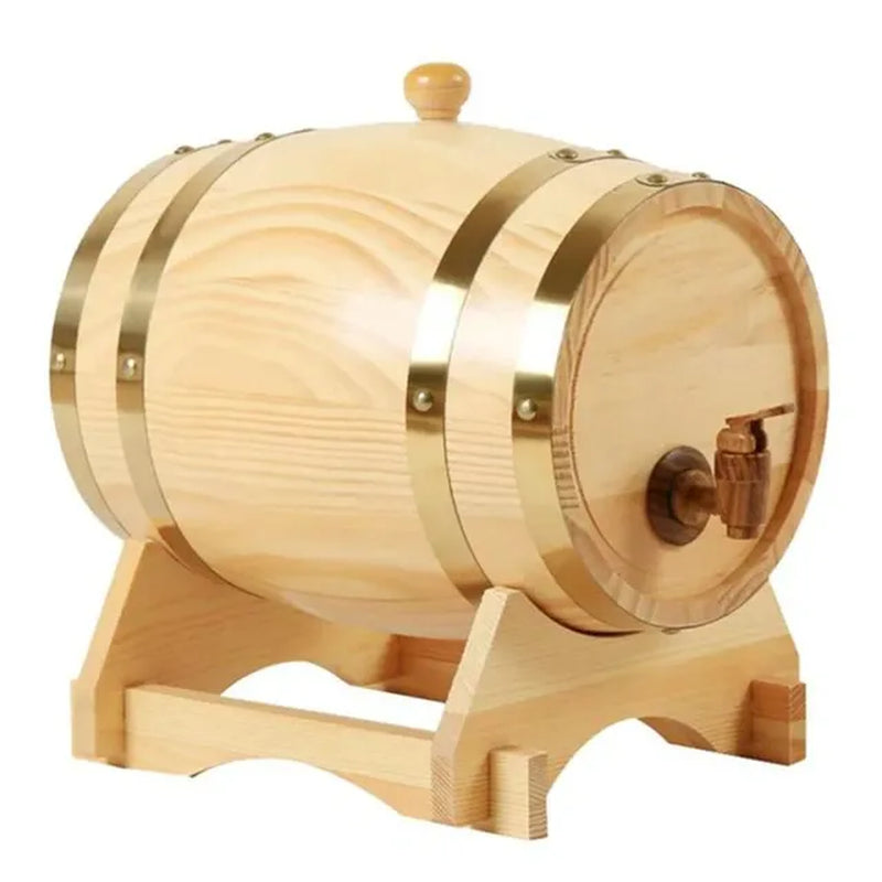 3L Wood Barrel Vintage Oak Beer Brewing Tools Tap Dispenser for Rum Pot Whisky Wine Bar Tools Home Whiskey Barrel Decanter