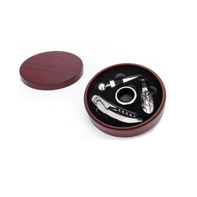 Wine Opener Set, Wine Accessories Wine Opener Kit Gift Set with Wood Case, 4-Piece Set of Wine Accessories with Wooden Box