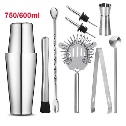 Stainless Steel Cocktail Shaker Mixer Wine Martini Boston Shaker for Bartender Drink Party Bar Tools 550ML/750ML