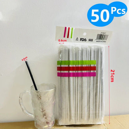 50-1500Pcs Black Drinking Straws Plastique Paper Straws Single Piece Packaging Rietjes Flexible Party Kitchen Beverage Straws